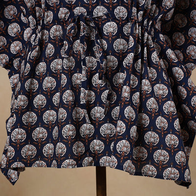 Black - Hand Block Printed Cotton Kaftan with Tie-Up Waist (Short)
