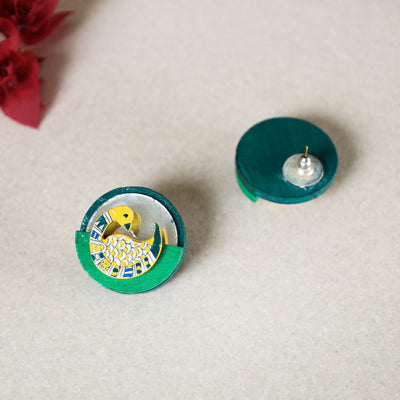 Bholi Si Surat - Madhubani Handpainted Wooden Stud Earrings