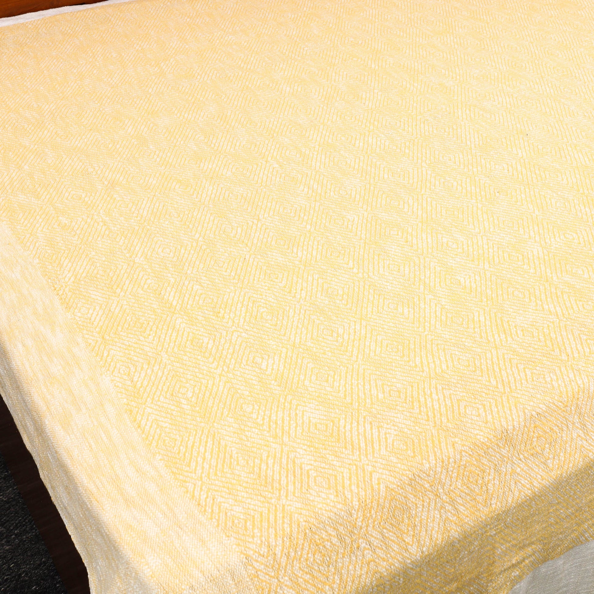 Beige - Pure Handloom Cotton Double Bed Cover from Bijnor 05