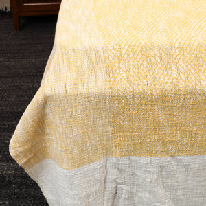 Beige - Pure Handloom Cotton Double Bed Cover from Bijnor 05