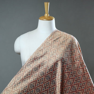 Brown - Handloom Silk Pochampally Ikat Weave Fabric 07