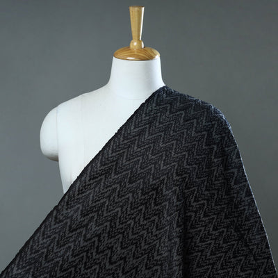 Black - Handloom Silk Pochampally Ikat Weave Fabric 20