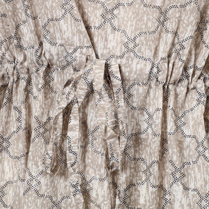 Brown - Hand Block Printed Cotton Kaftan with Tie-Up Waist (Short)