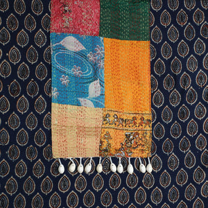 Black - Ajrakh Print Cotton Patchwork Kurta Material (3m) 15