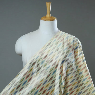 Beige - Handloom Raw Silk Pochampally Weave Ikat Fabric 48