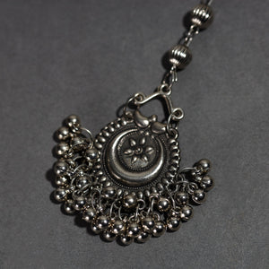 Antique Finish Oxidised White Metal Maang Tikka 16