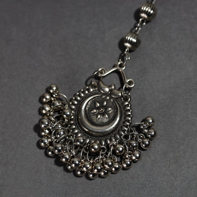 Antique Finish Oxidised White Metal Maang Tikka 16