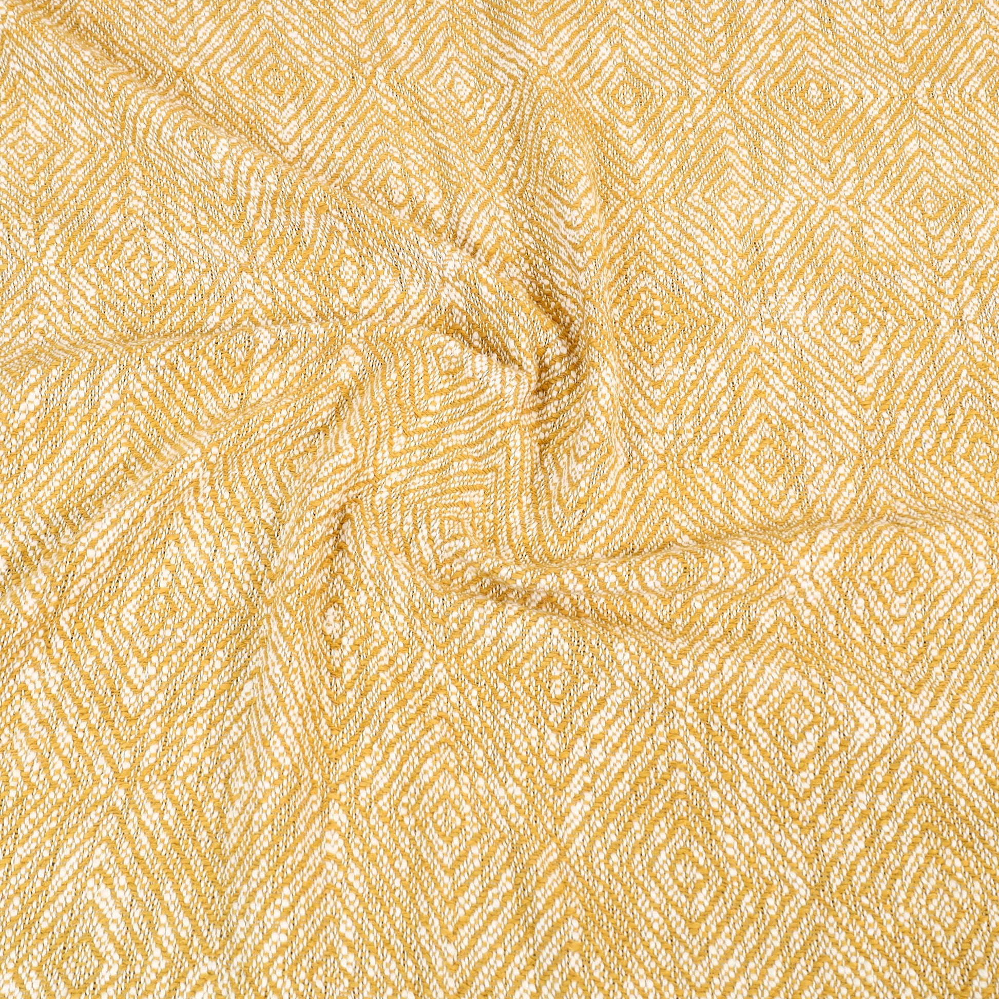 Beige - Pure Handloom Cotton Double Bed Cover from Bijnor 20