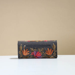 Black - Kashmiri Crewel Hand Embroidery Velvet Travel Wallet 65