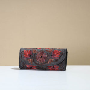 Black - Kashmiri Crewel Hand Embroidery Velvet Travel Wallet 72