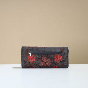 Black - Kashmiri Crewel Hand Embroidery Velvet Travel Wallet 72