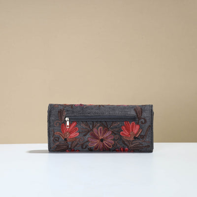 Black - Kashmiri Crewel Hand Embroidery Velvet Travel Wallet 72