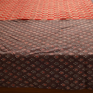 Brown - Ajrakh Block Printed Patchwork Cotton Double Bed Cover with Pillow Covers (108 x 90 In)