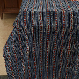Blue - Ajrakh Block Printed Patchwork Cotton Double Bed Cover with Pillow Covers (108 x 90 In)
