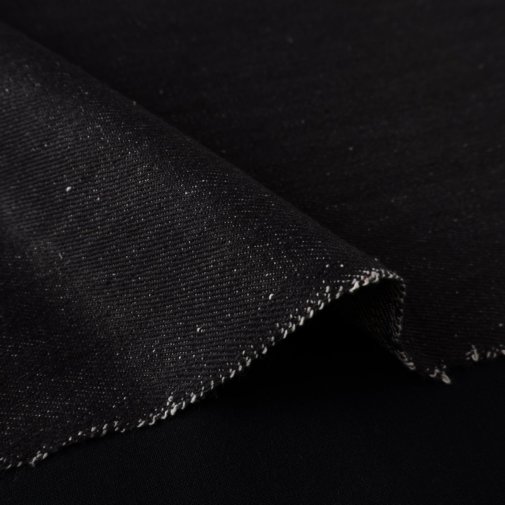 Black - 2/40 Twill Cotton Handspun Handloom Natural Dyed Plain Fabric 02