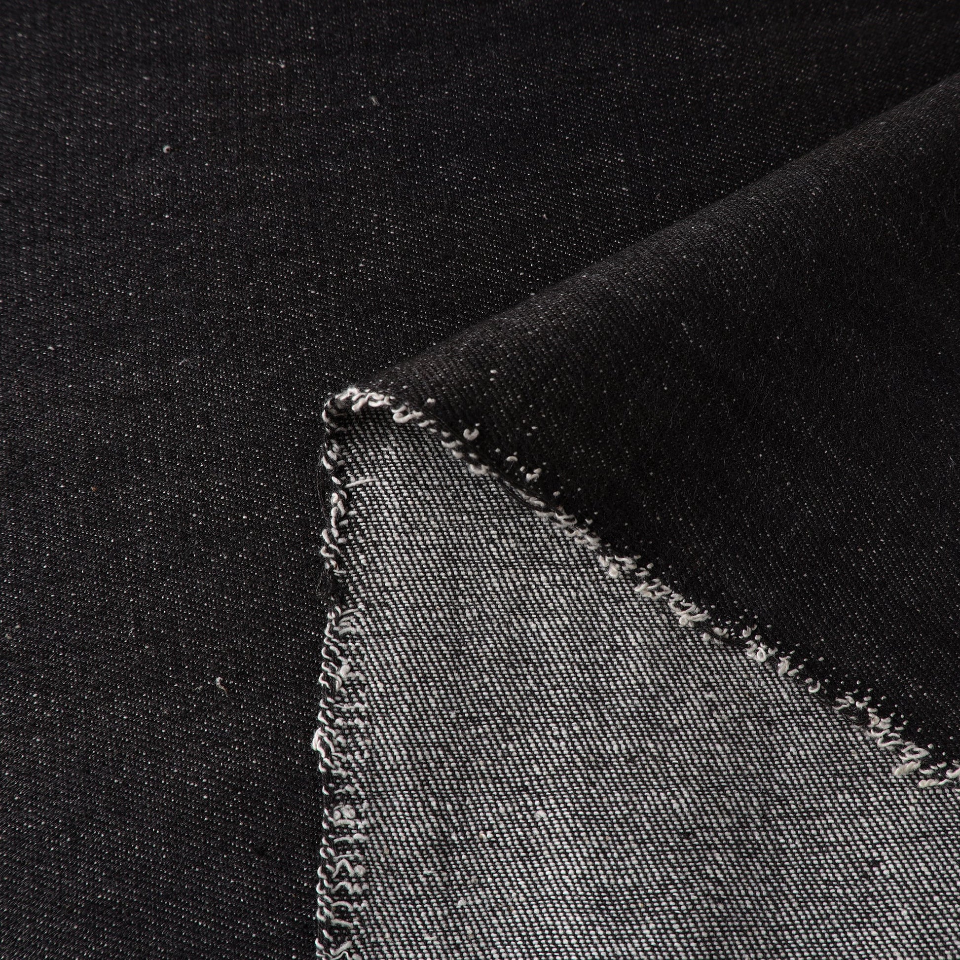 Black - 2/40 Twill Cotton Handspun Handloom Natural Dyed Plain Fabric 02