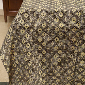 Brown - Ajrakh Block Printed Patchwork Cotton Double Bed Cover with Pillow Covers (108 x 90 In)