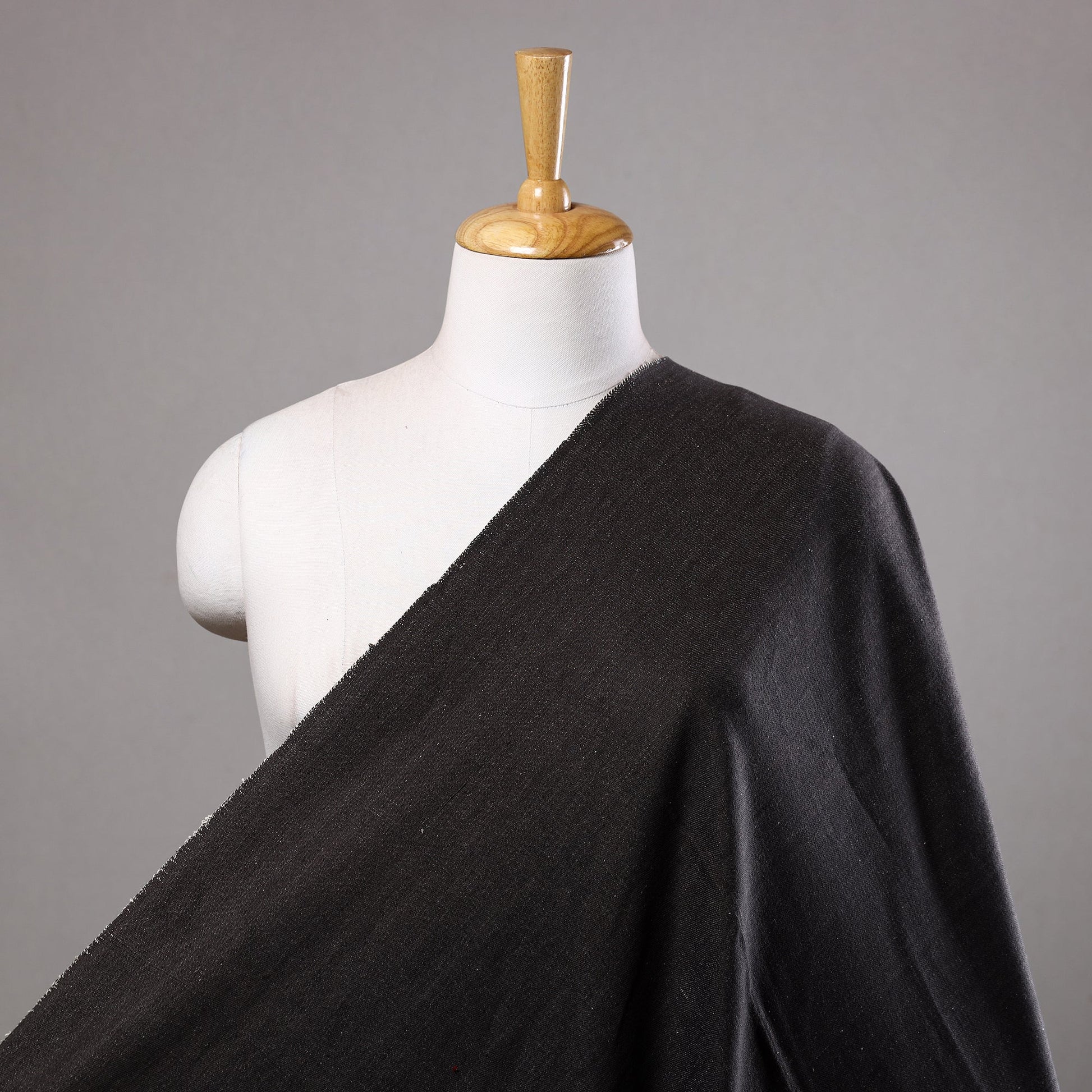 Black - 2/40 Twill Cotton Handspun Handloom Natural Dyed Plain Fabric 02