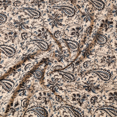 Beige - Kalamkari Block Printed Cotton Precut Fabric