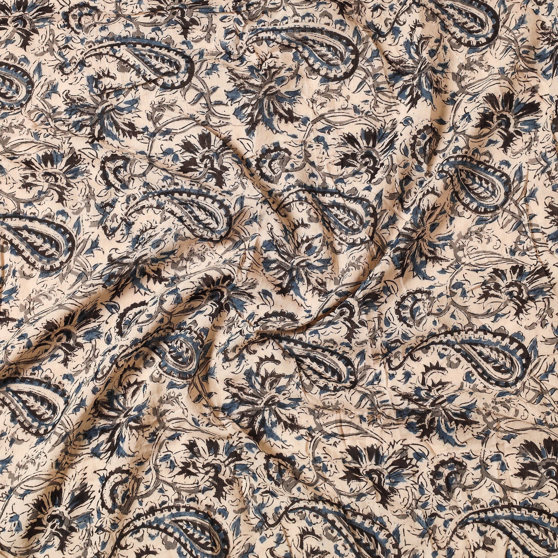 Beige - Kalamkari Block Printed Cotton Precut Fabric