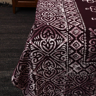 Brown - Cotton Double Hand Batik Print Bed Sheet Set 15