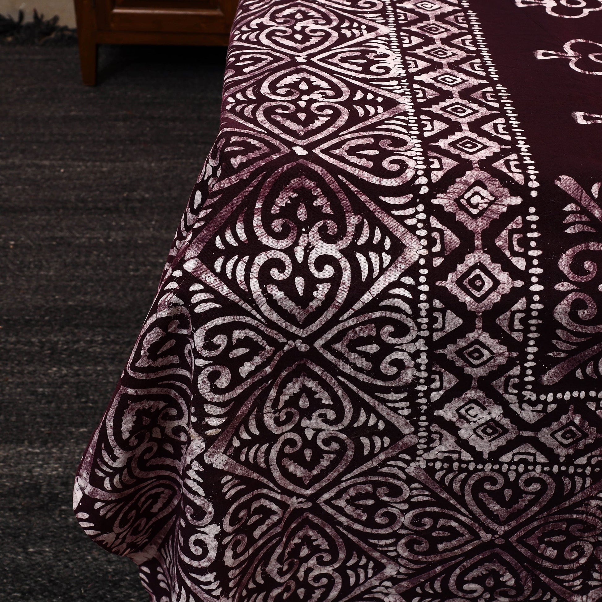 Brown - Cotton Double Hand Batik Print Bed Sheet Set 15