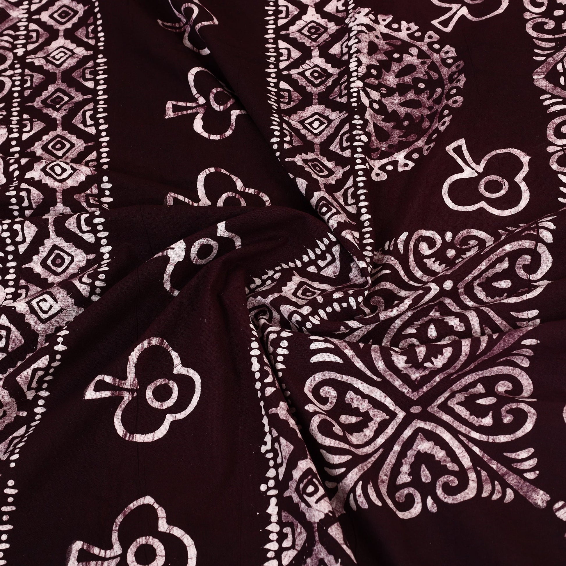 Brown - Cotton Double Hand Batik Print Bed Sheet Set 15