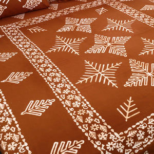 Brown - Cotton Double Hand Batik Print Bed Sheet Set 35