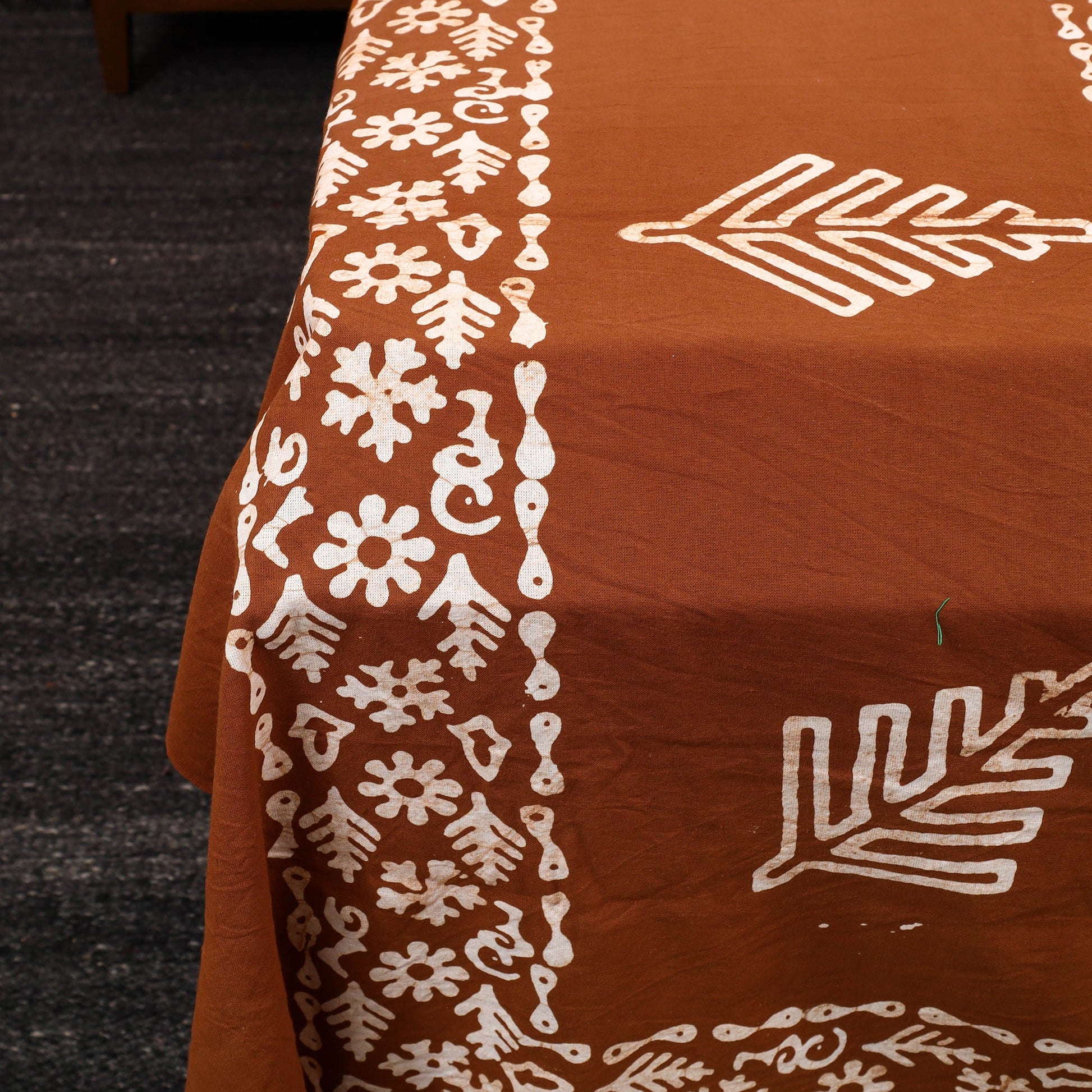 Brown - Cotton Double Hand Batik Print Bed Sheet Set 35