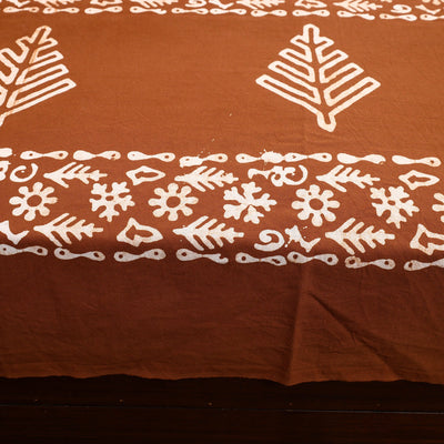 Brown - Cotton Double Hand Batik Print Bed Sheet Set 35