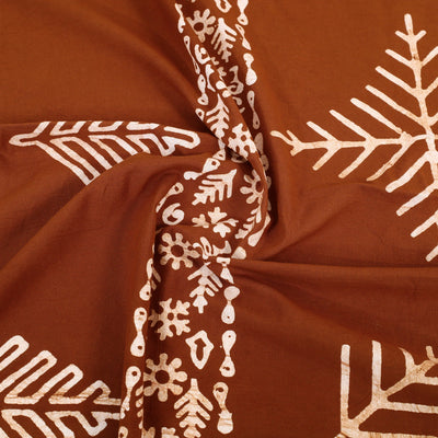 Brown - Cotton Double Hand Batik Print Bed Sheet Set 35