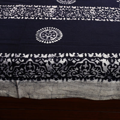 Blue - Cotton Double Hand Batik Print Bed Sheet Set 38