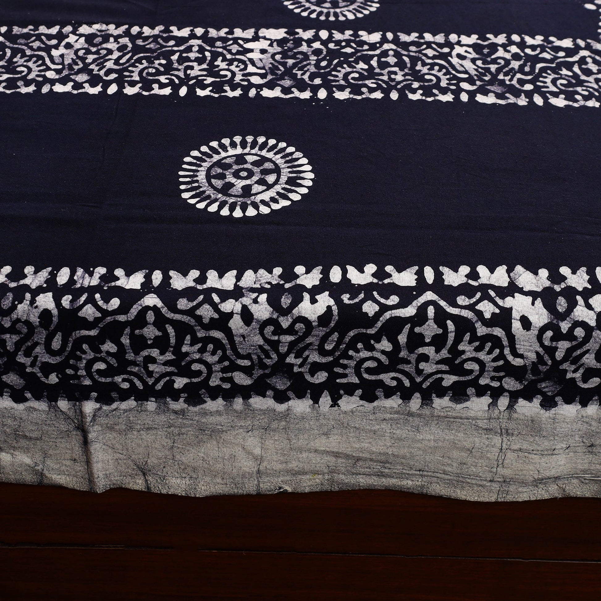 Blue - Cotton Double Hand Batik Print Bed Sheet Set 38