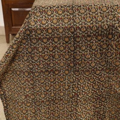 Brown - Kalamkari Block Printed Patchwork Cotton Double Bed Cover With Pillow Covers (108 x 90 in)