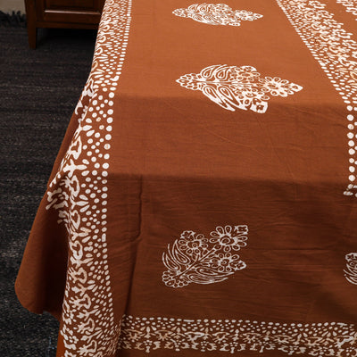 Brown - Cotton Double Hand Batik Print Bed Sheet Set 39