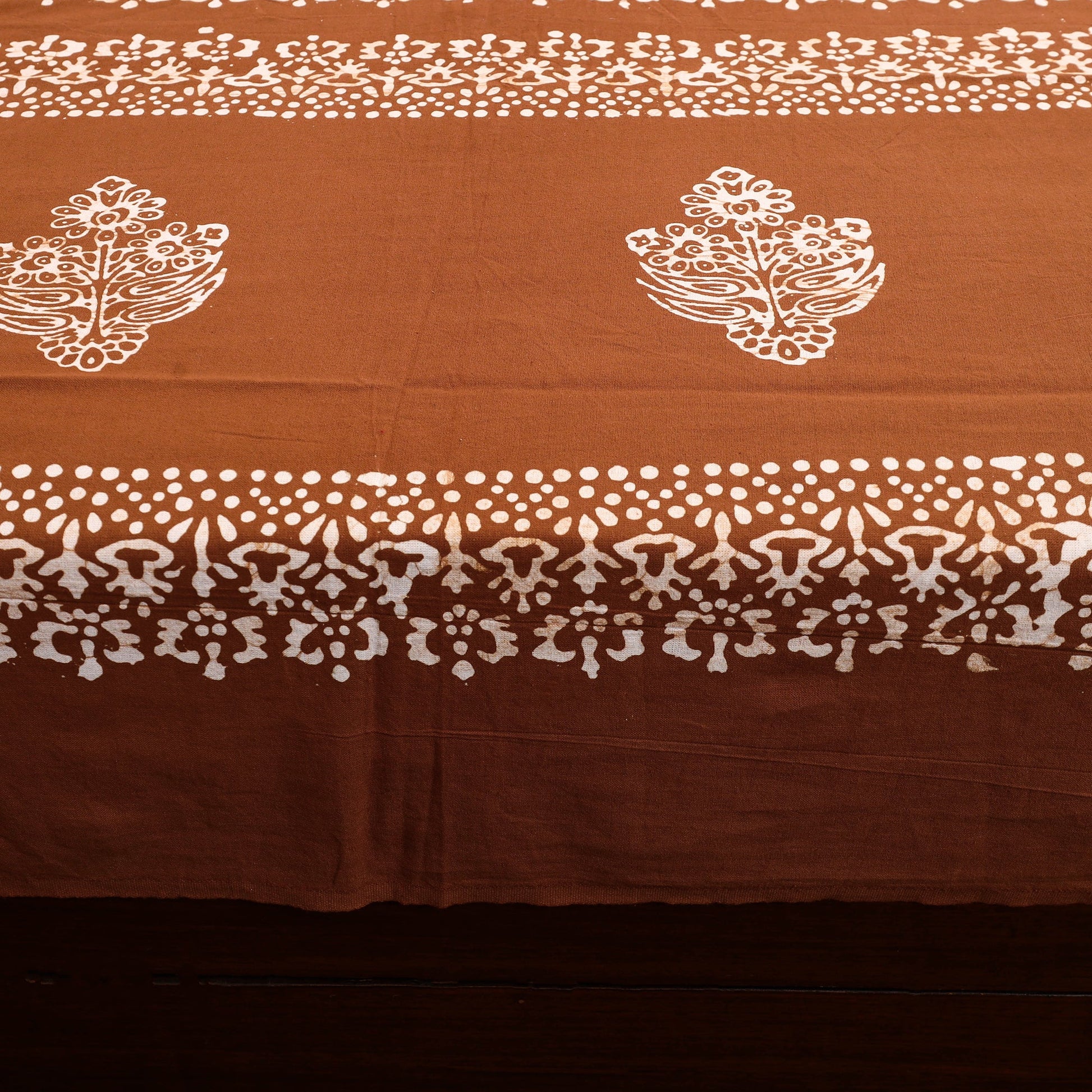 Brown - Cotton Double Hand Batik Print Bed Sheet Set 39