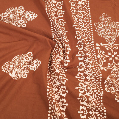 Brown - Cotton Double Hand Batik Print Bed Sheet Set 39