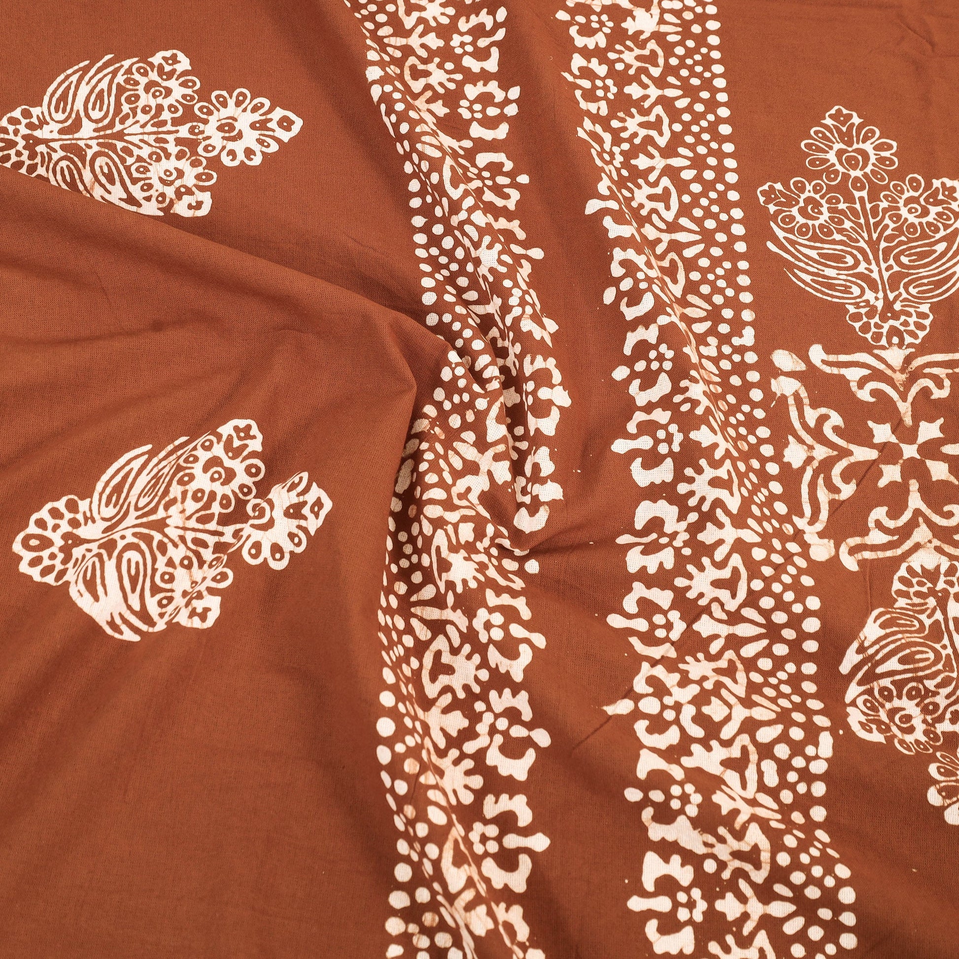 Brown - Cotton Double Hand Batik Print Bed Sheet Set 39