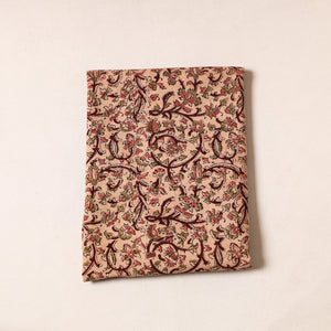Beige - Kalamkari Block Printed Cotton Precut Fabric (1.6 Meter)