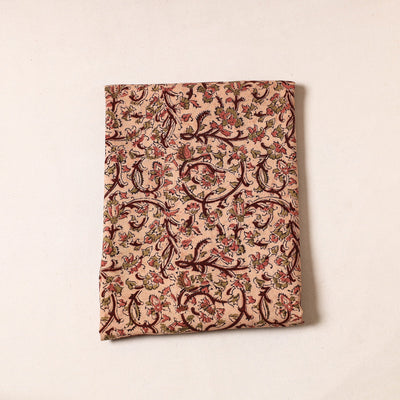 Beige - Kalamkari Block Printed Cotton Precut Fabric (1.6 Meter)