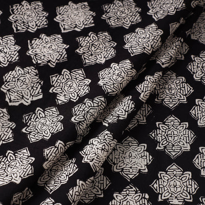 Black - Bagru Block Print Cotton Fabric