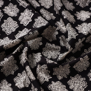 Black - Bagru Block Print Cotton Fabric