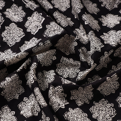 Black - Bagru Block Print Cotton Fabric