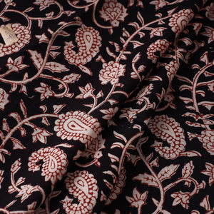 Black - Bagru Block Print Cotton Fabric