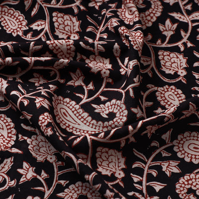 Black - Bagru Block Print Cotton Fabric