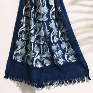 Blue - Bindaas Block Printed Handloom Cotton Towel