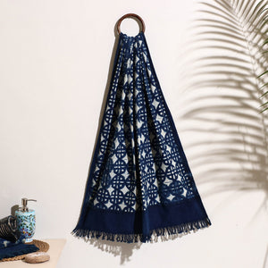 Blue - Bindaas Block Printed Handloom Cotton Towel