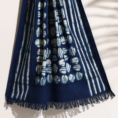 Blue - Bindaas Block Printed Handloom Cotton Towel