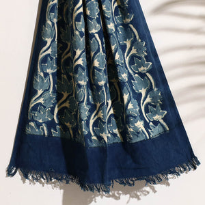 Blue - Bindaas Block Printed Handloom Cotton Towel