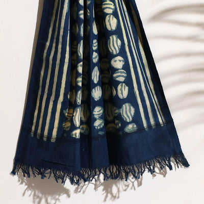 Blue - Bindaas Block Printed Handloom Cotton Towel